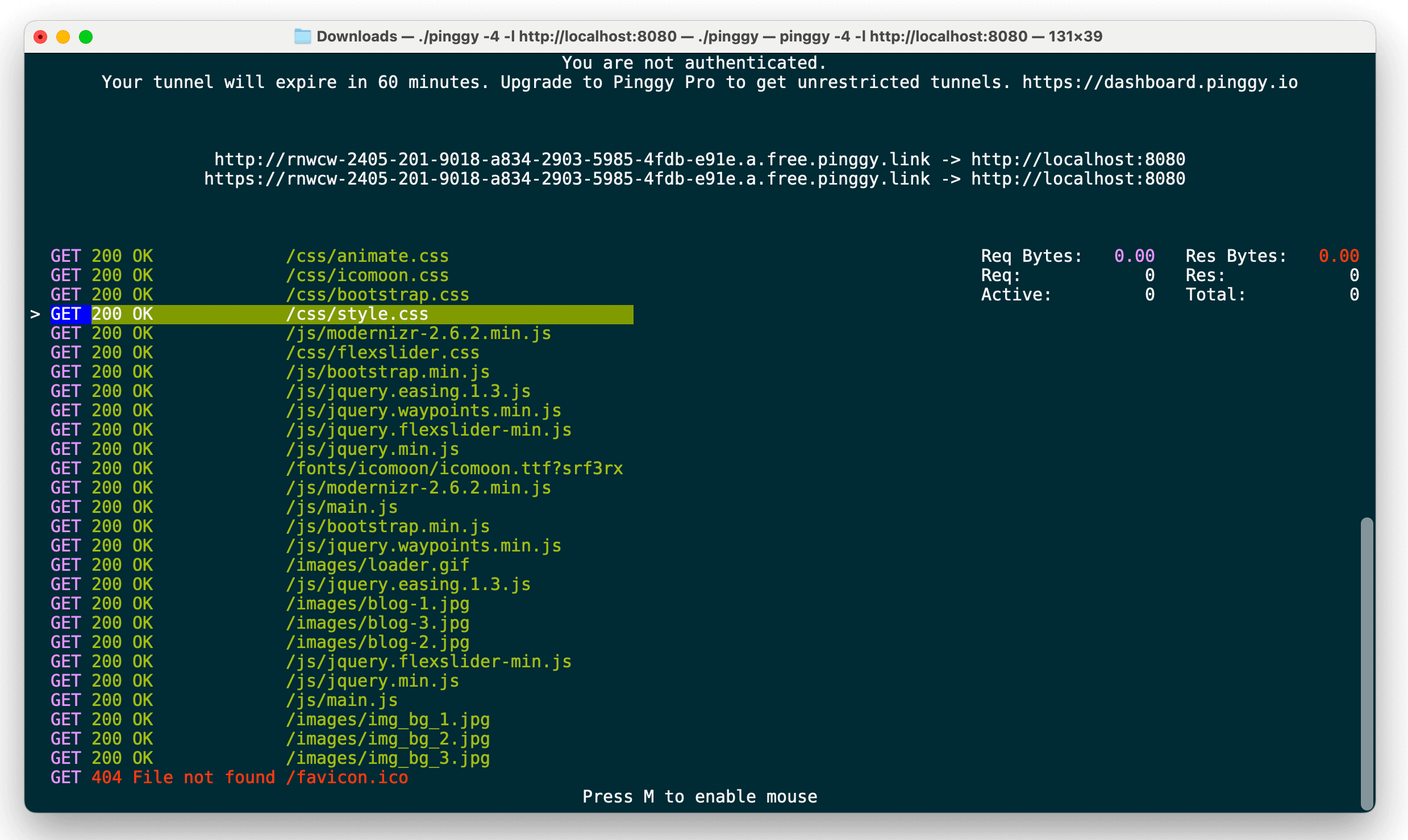 CLI Tunnel Screenshot