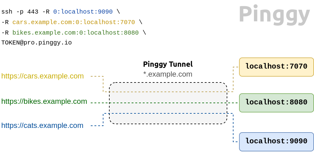 Multiple port forwarding using wildcard domain