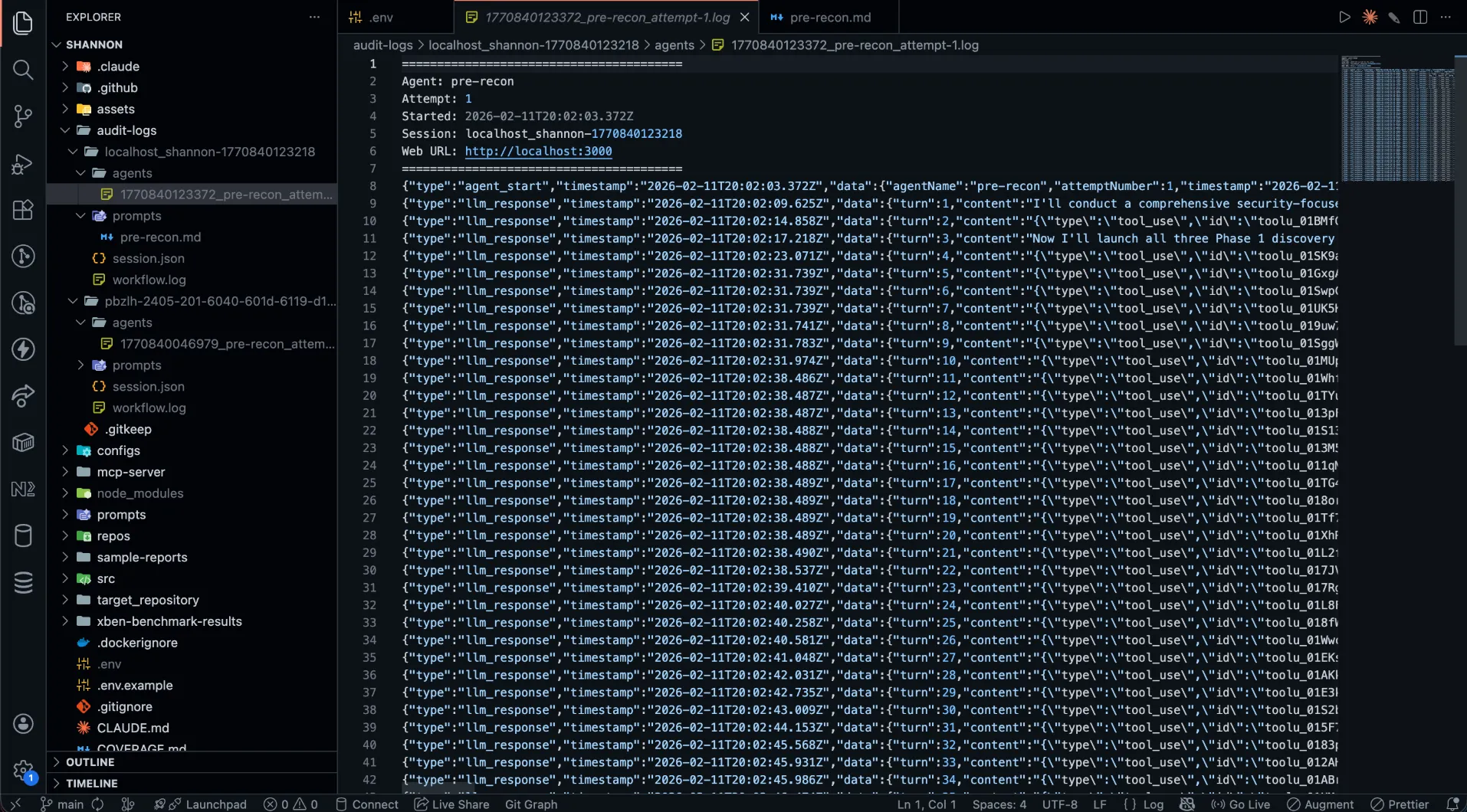 Shannon audit logs and security assessment report