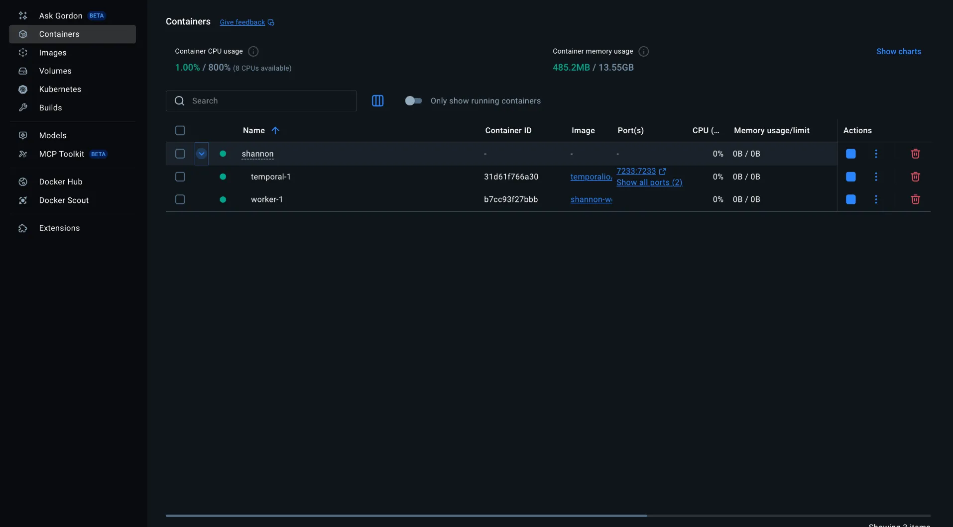 Shannon pulling Docker images on first run