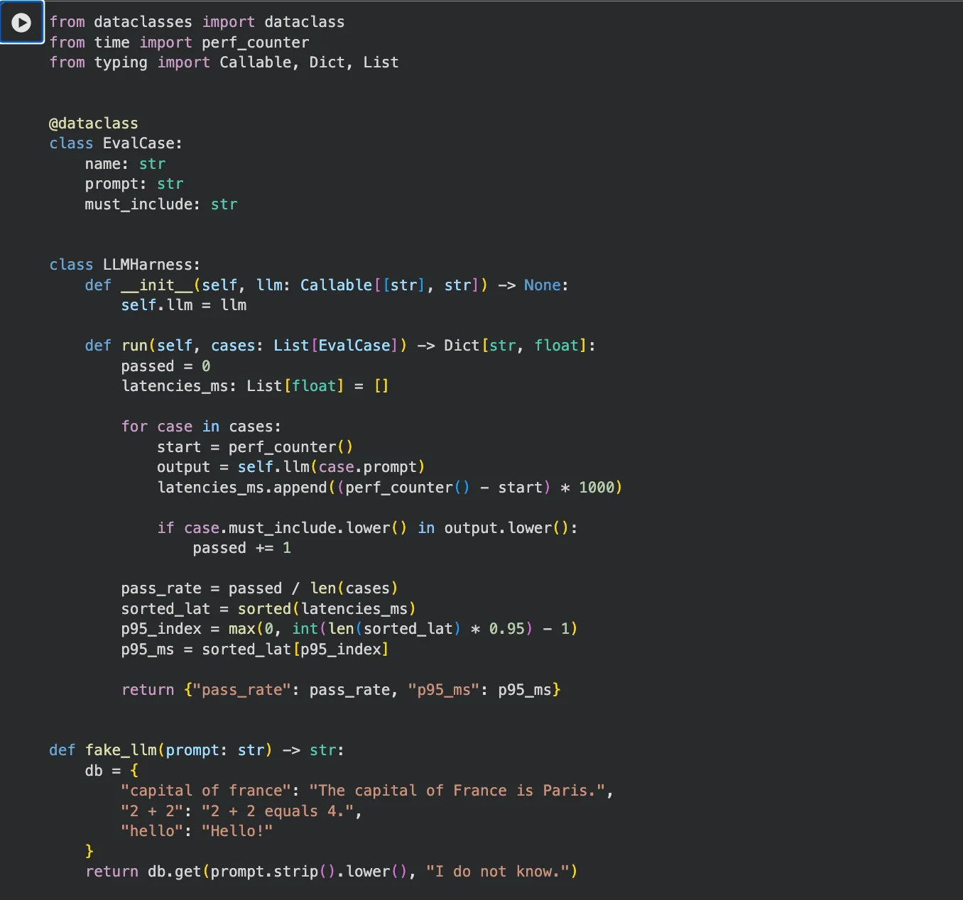 Coding harness example with iterative execution loop