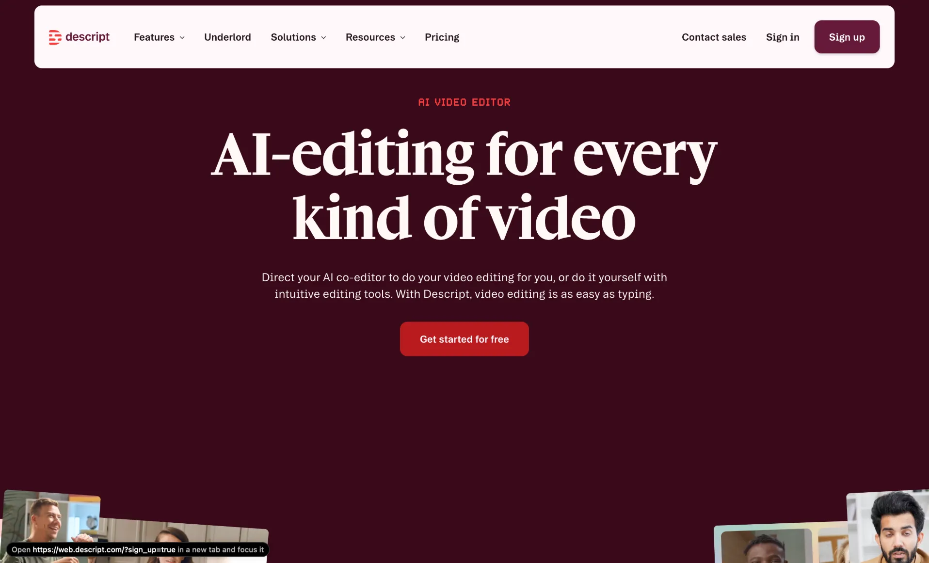 Descript creative harness interface