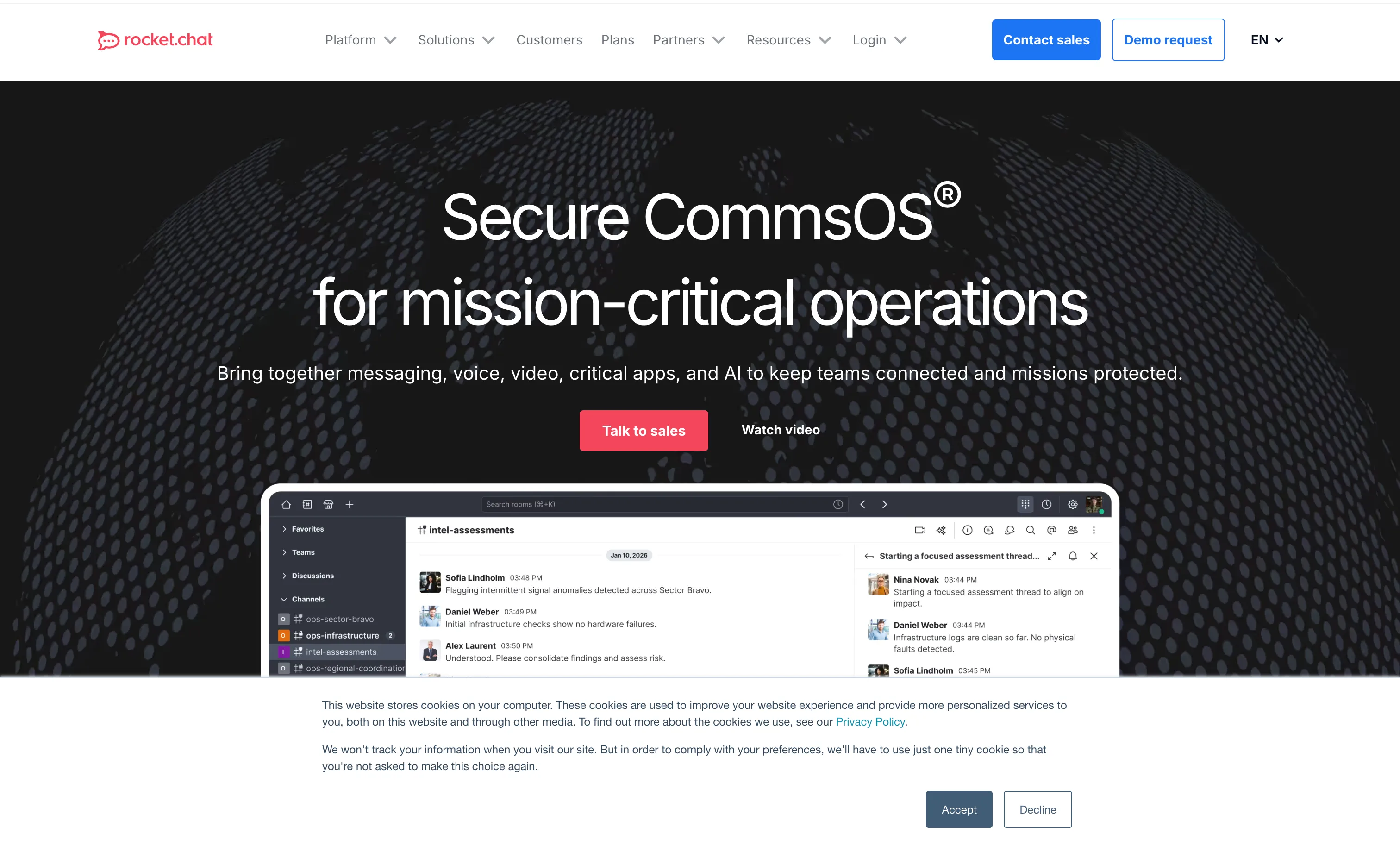 Rocket.Chat self-hosted team chat platform