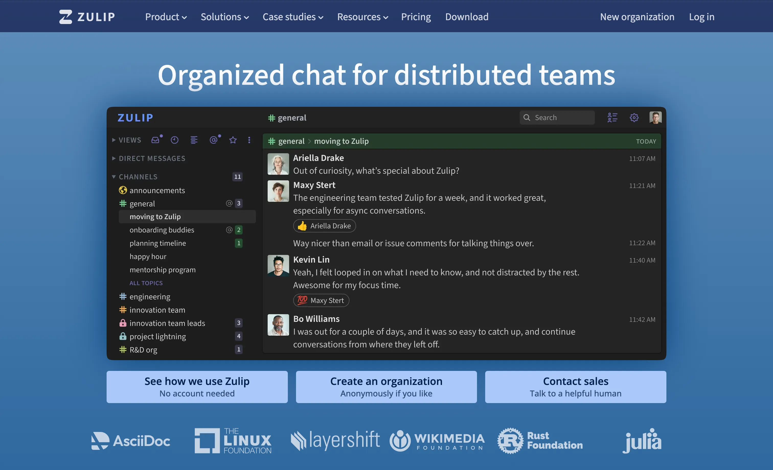 Zulip self-hosted topic-threaded team chat