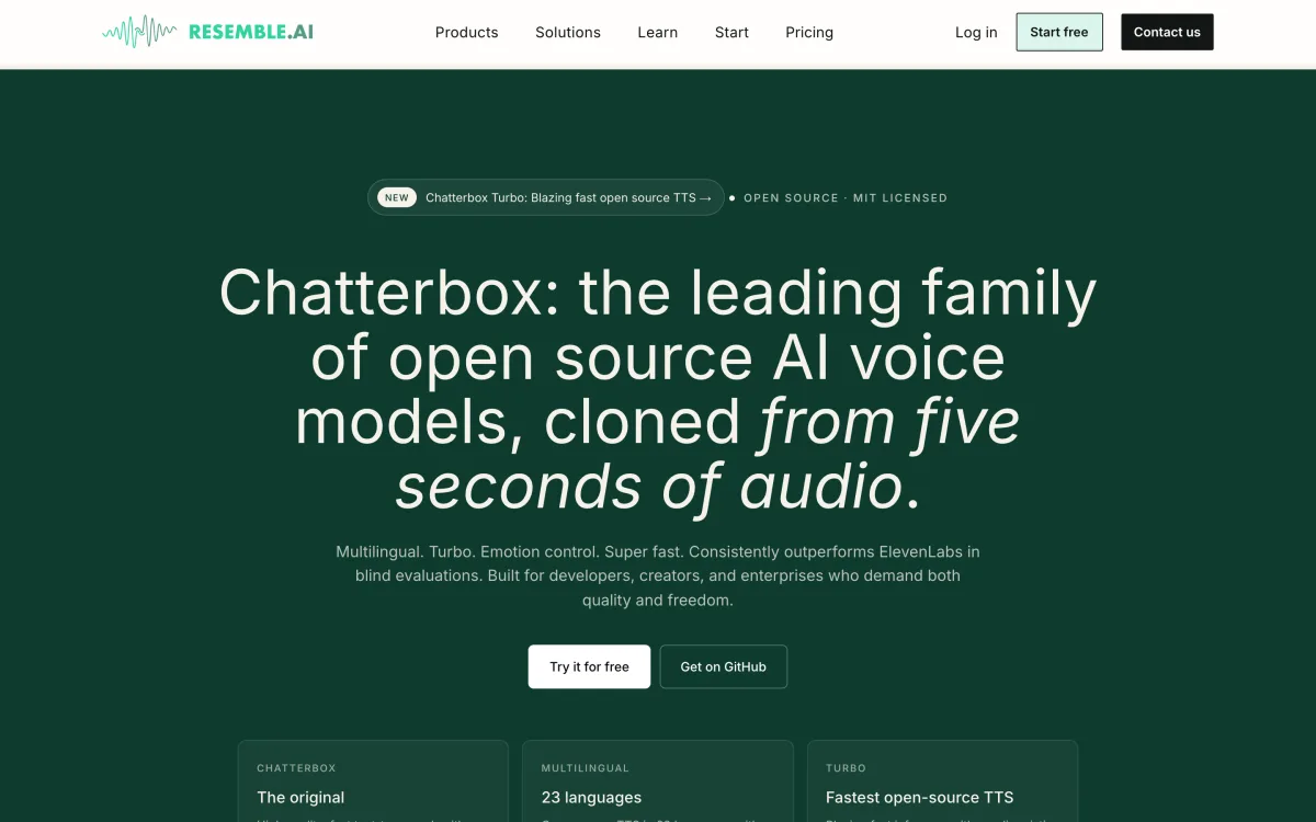 Chatterbox open source TTS by Resemble AI