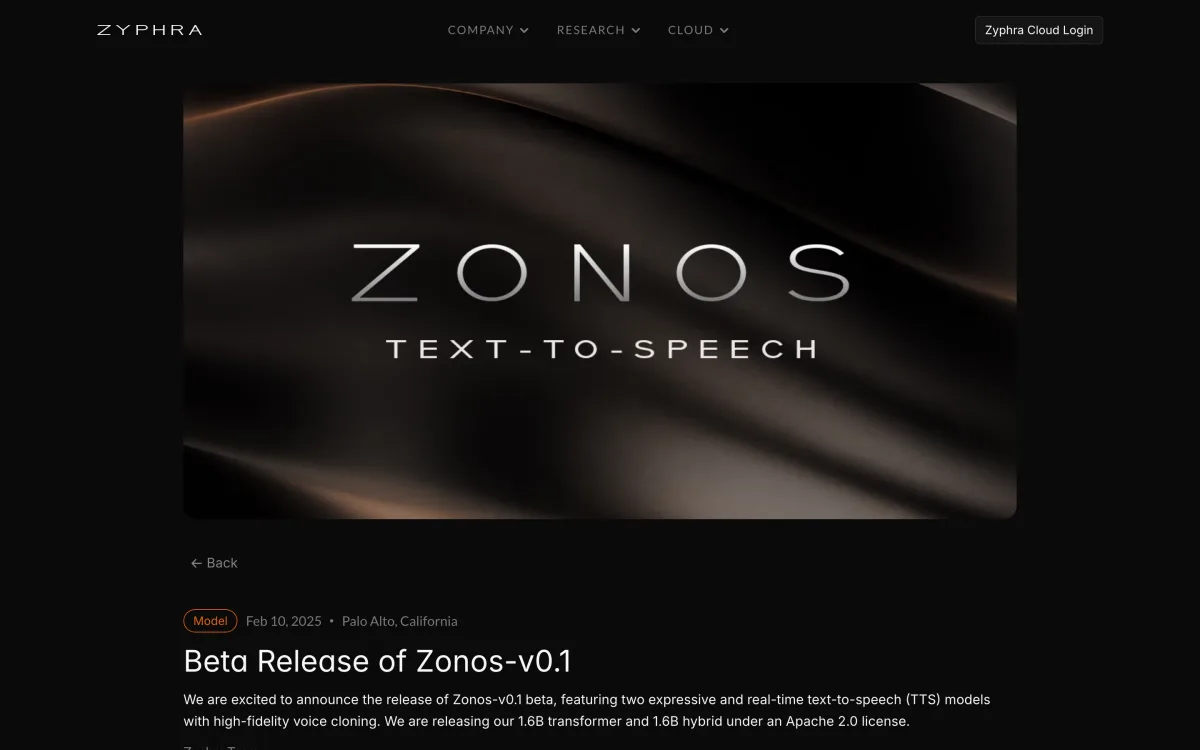 Zonos-v0.1 beta release by Zyphra