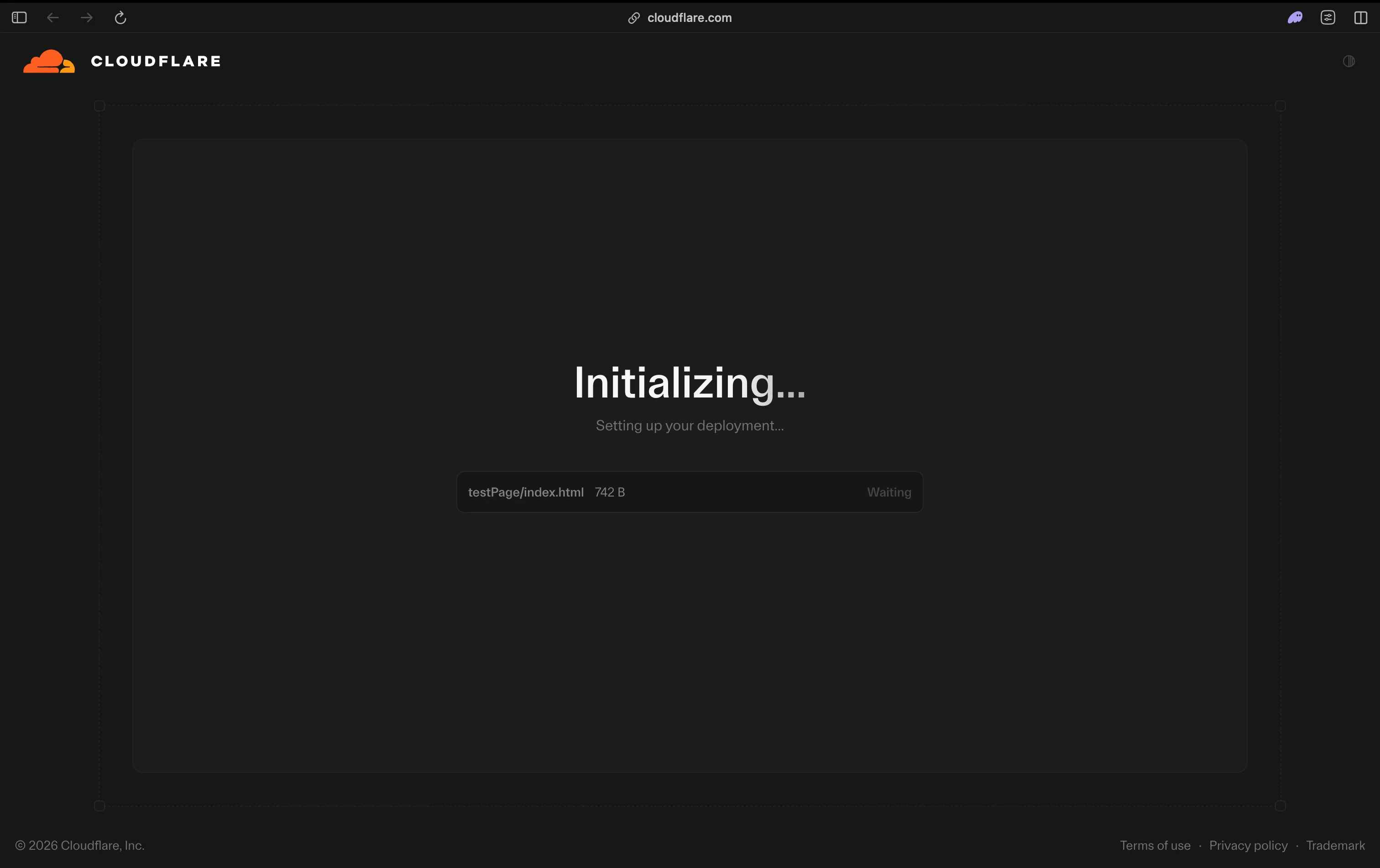 Cloudflare Drop initializing a deployment after a folder is dropped