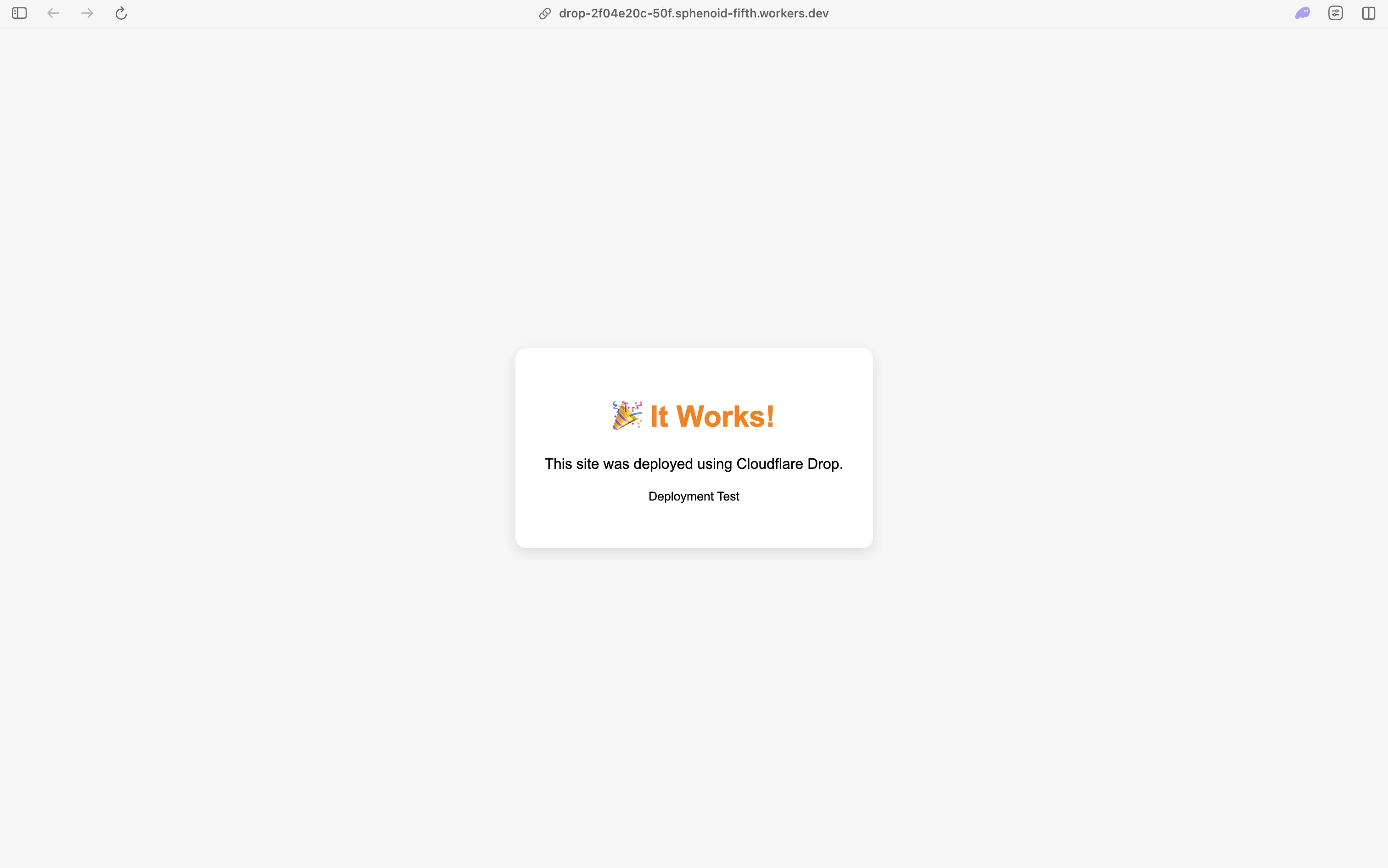 Static page loading from the Cloudflare Drop preview URL