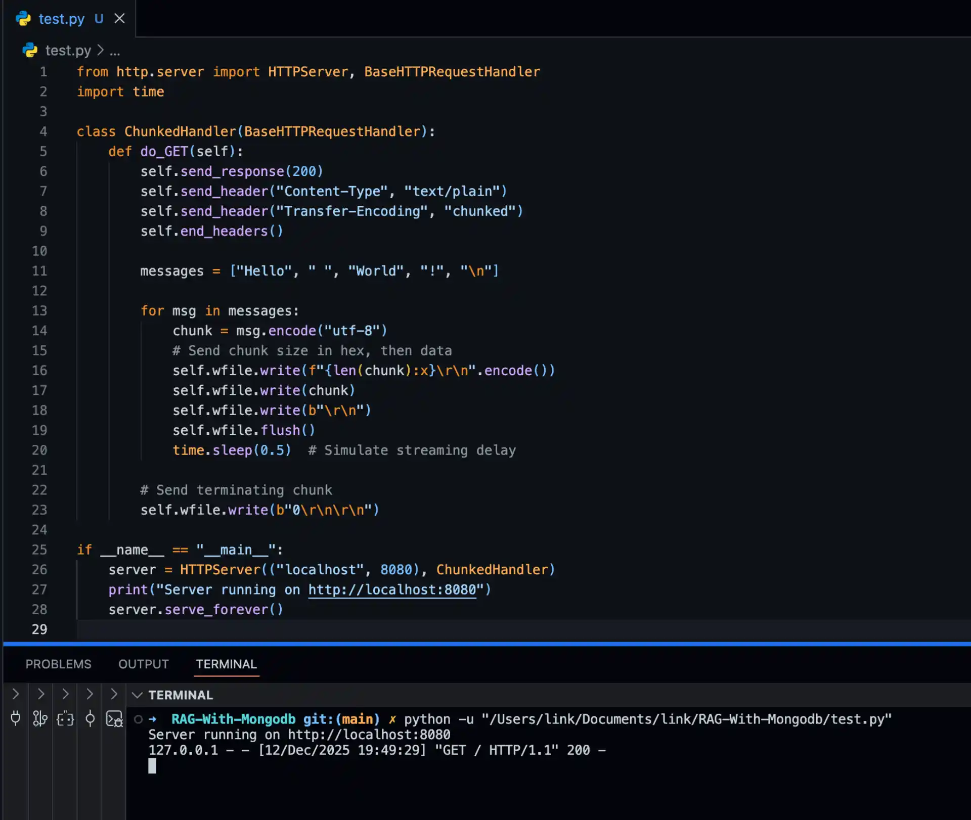 Python Server with Chunked Encoding