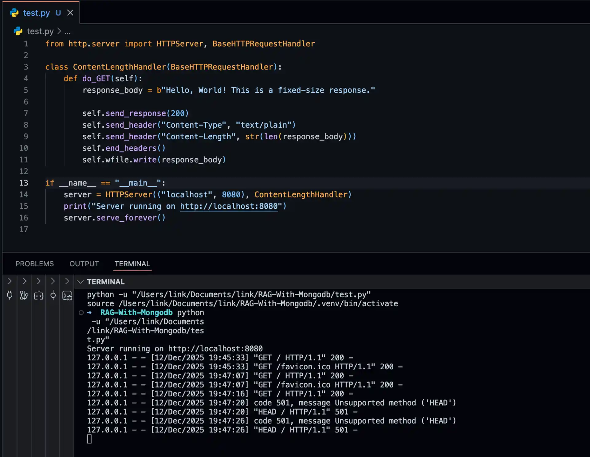 Python Server with Content-Length