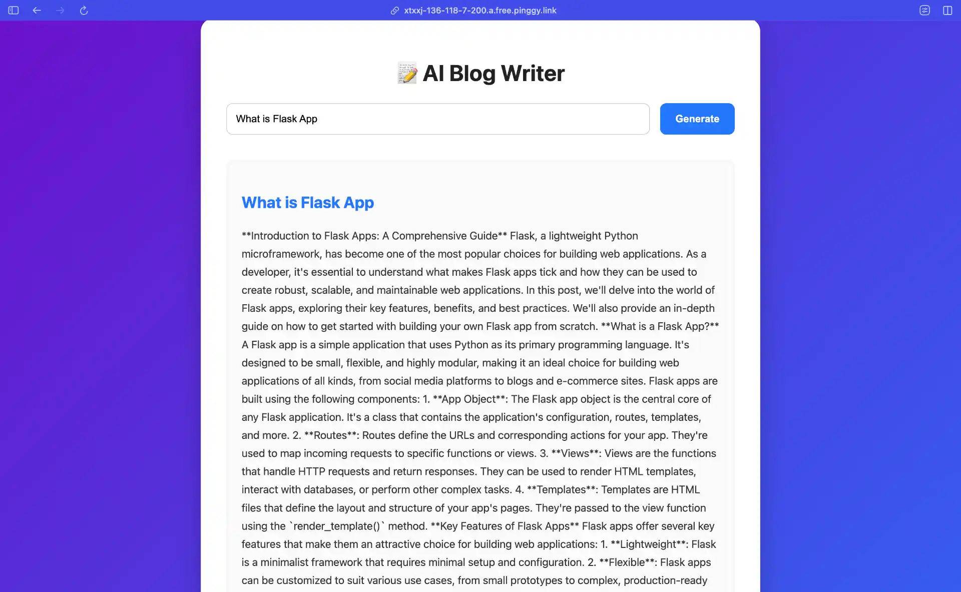 Running AI App With Output