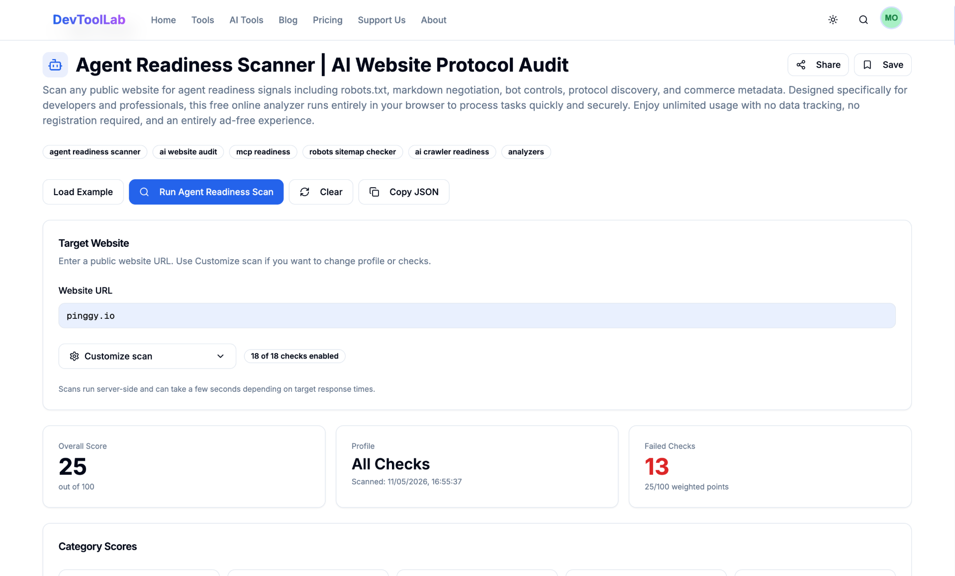 DevToolLab Agent-Readiness Audit