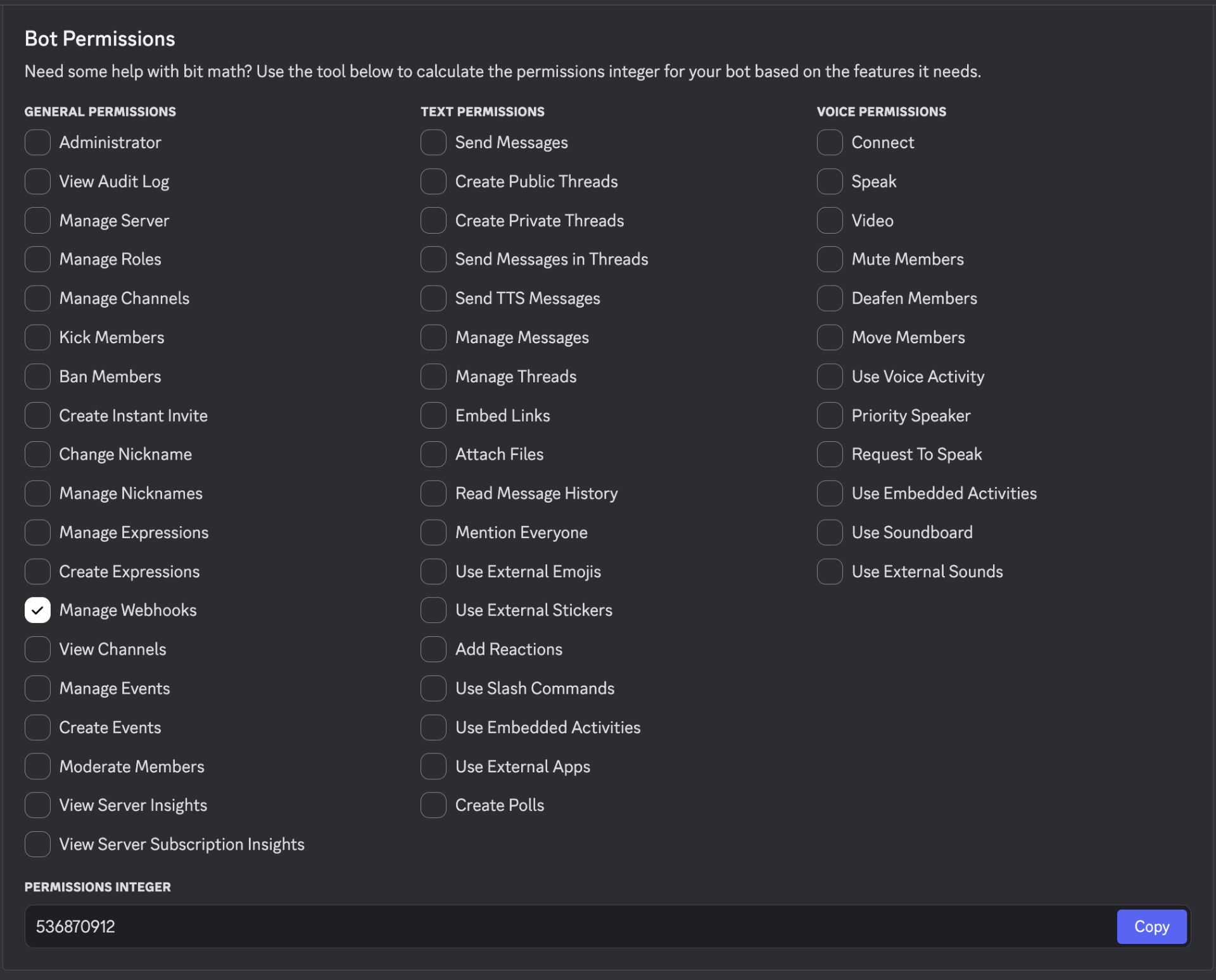 Bot permissions