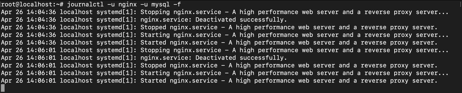 Monitor both web server and database logs simultaneously