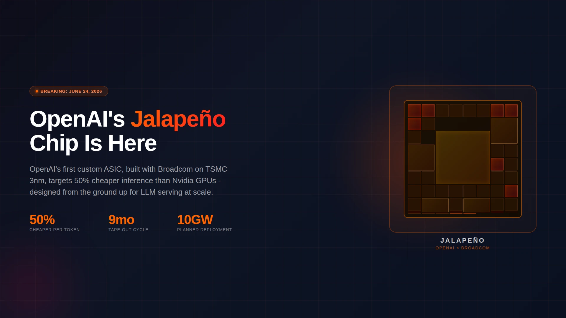 OpenAI's Jalapeño custom AI inference chip - 50% cheaper than Nvidia GPUs, built with Broadcom on TSMC 3nm