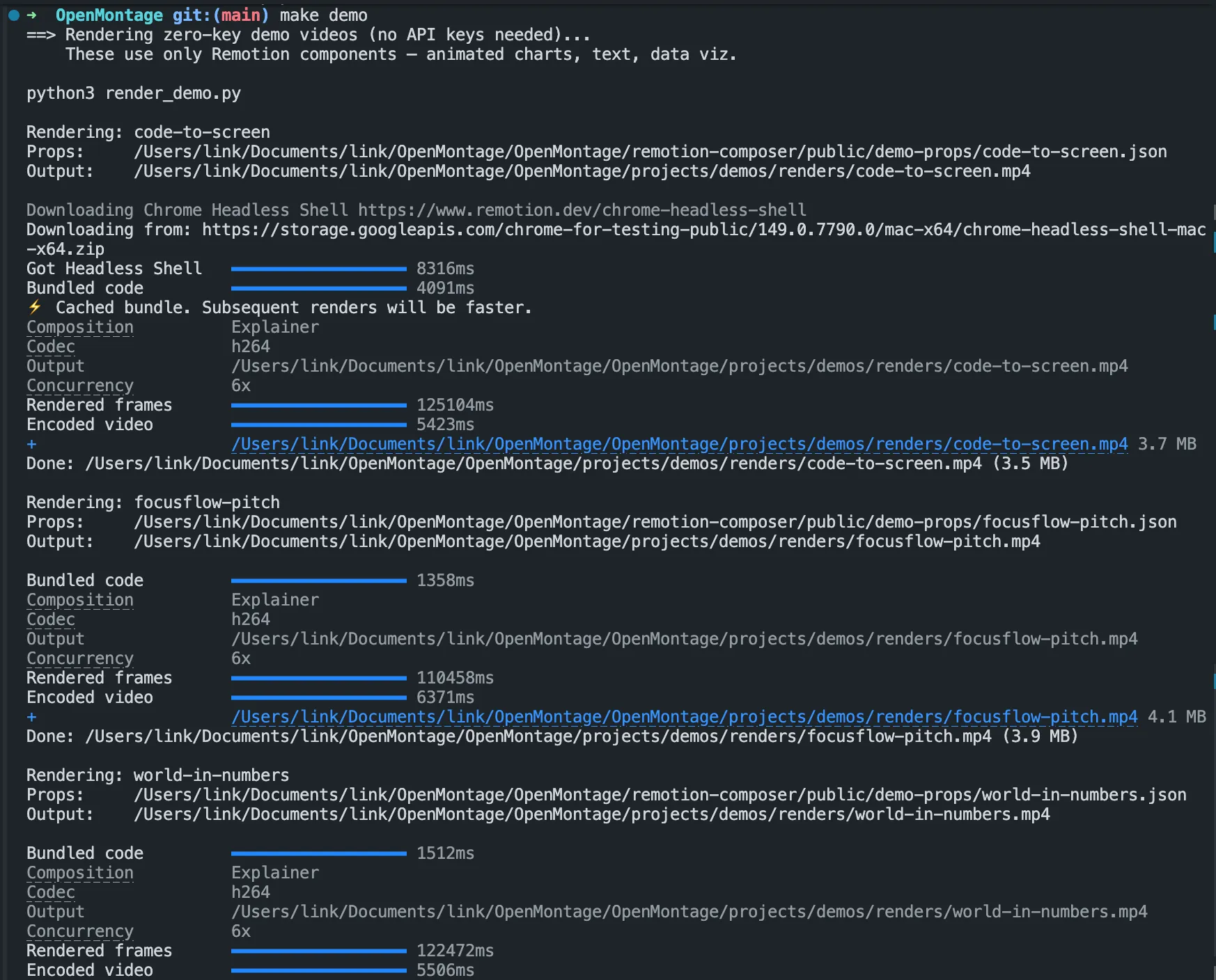 OpenMontage producing a video via an AI coding agent
