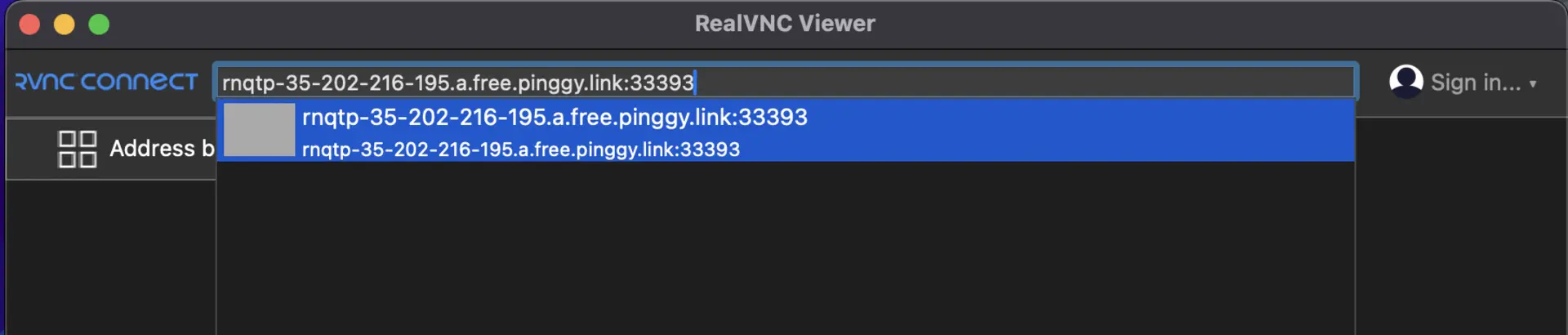 connect using realvnc viewer