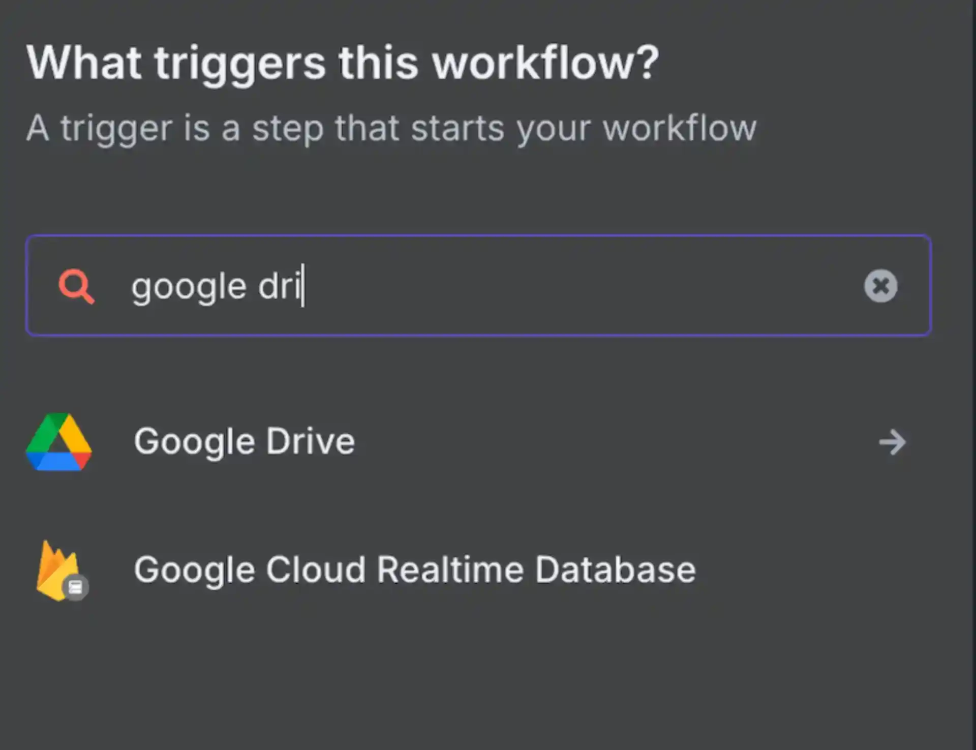 Searching for Google Drive node in n8n