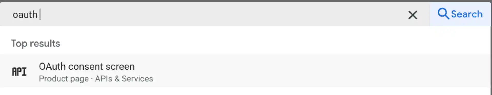 Searching for OAuth consent screen in Google Cloud Console