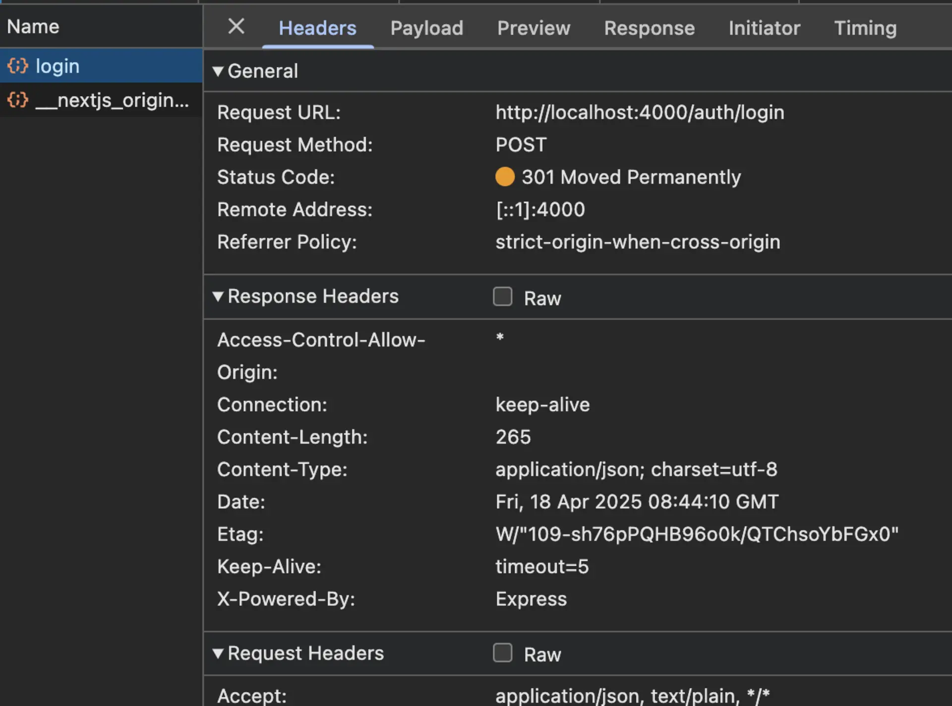 301 error logs