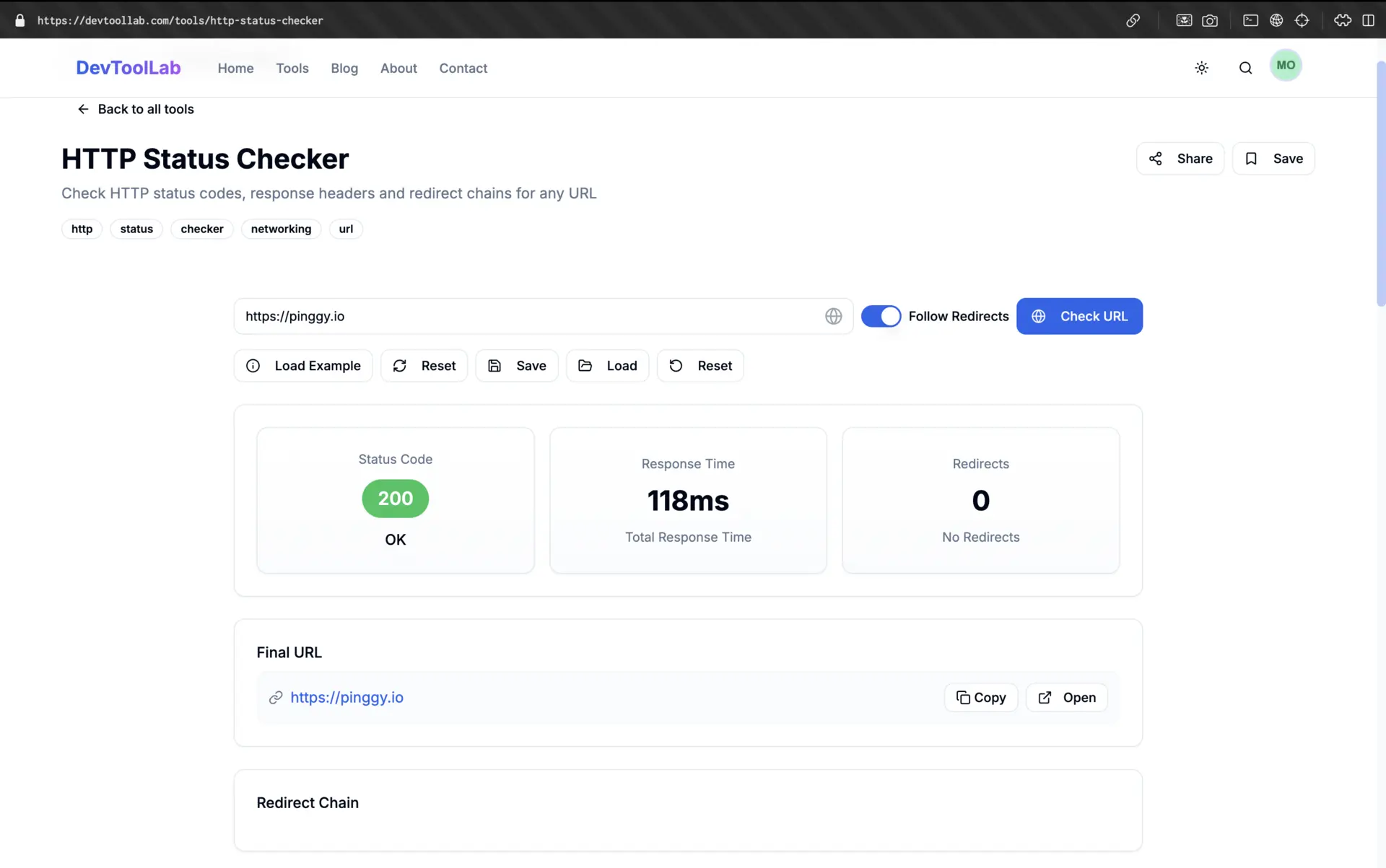 devtoollab http status checker