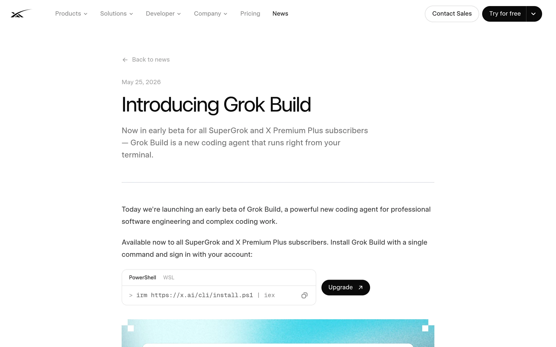 grok build announcement page