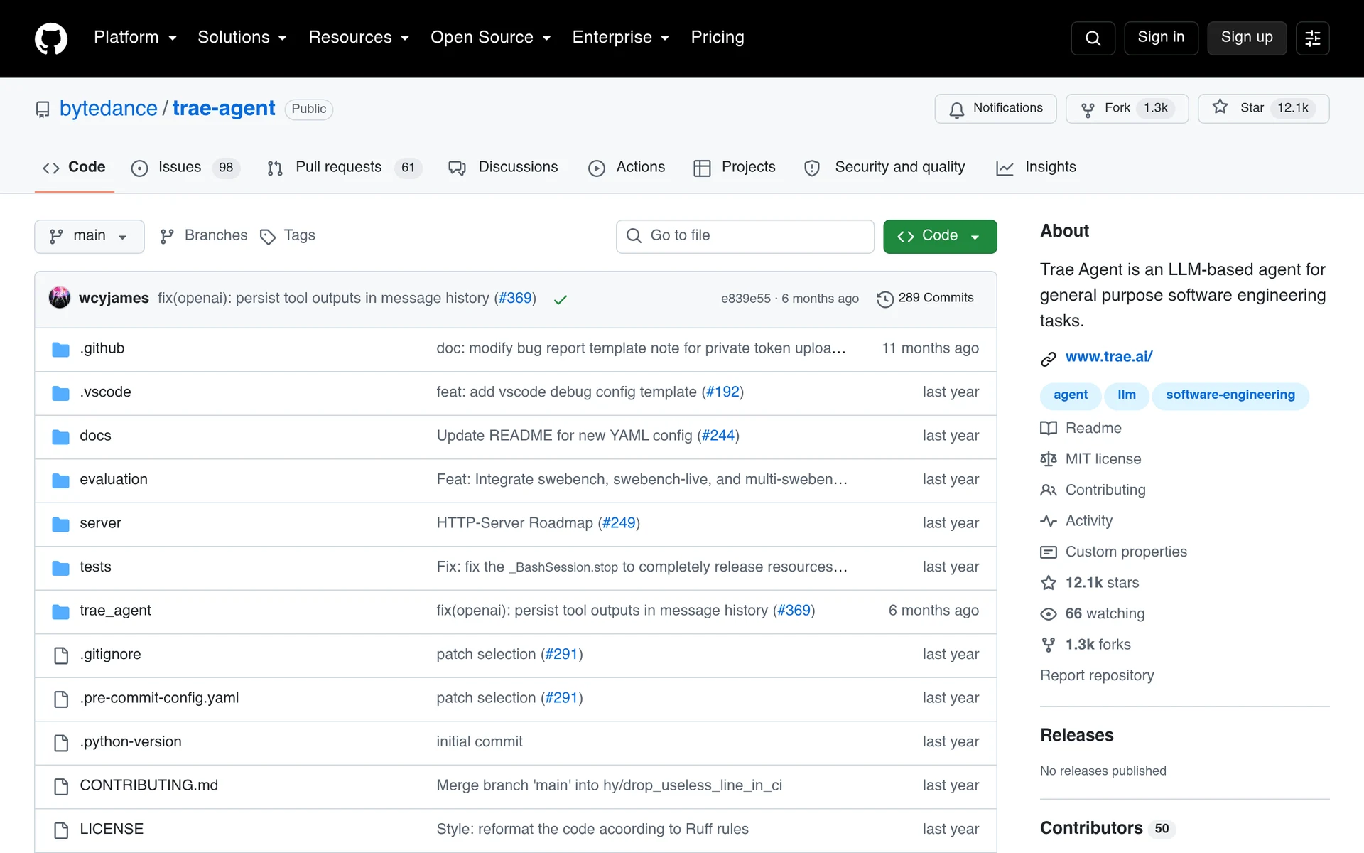 trae agent github repository
