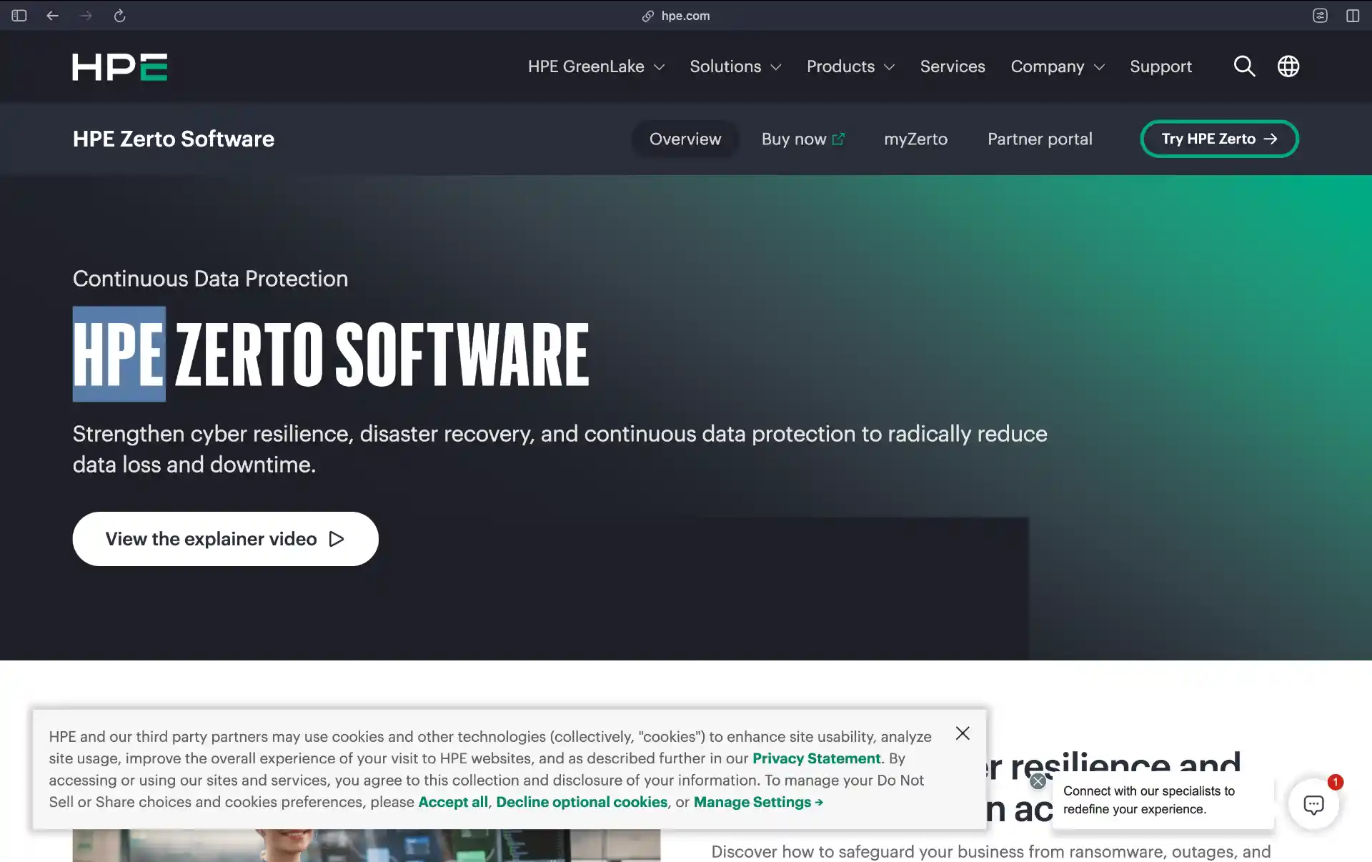 HPE Zerto Data Protection Platform