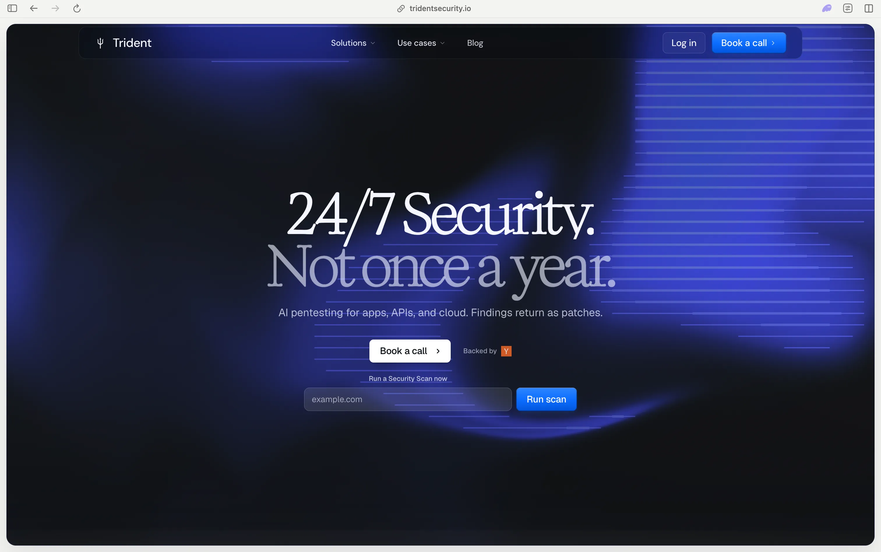 Trident homepage: 24/7 security, not once a year